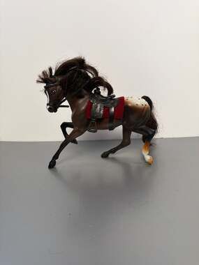 Paradise Horses Brown Appaloosa Toy Horse with Rose Western Saddle & Red Blanket